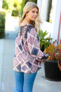 Mauve and NAvy KNIT tunic