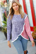 LAVENDER MARSALA PAISLEY PATCHWORK PRINT BLOUSE