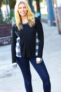 BLACK & IVORY PLAID HACCI KNIT HOODIE