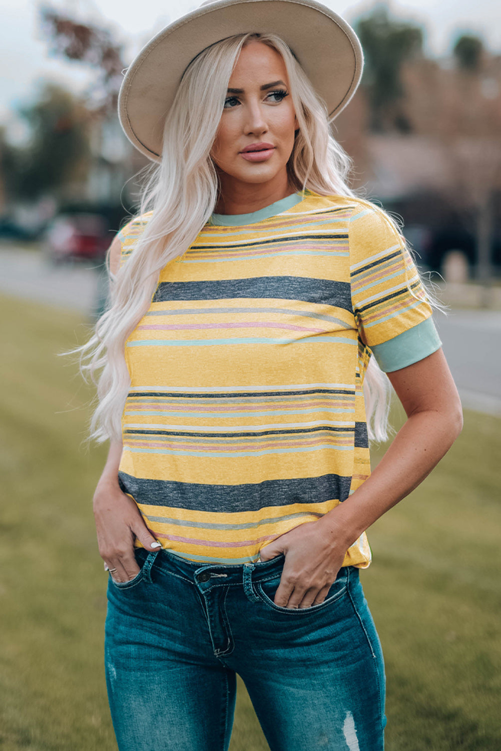 Multicolor Striped T Shirt