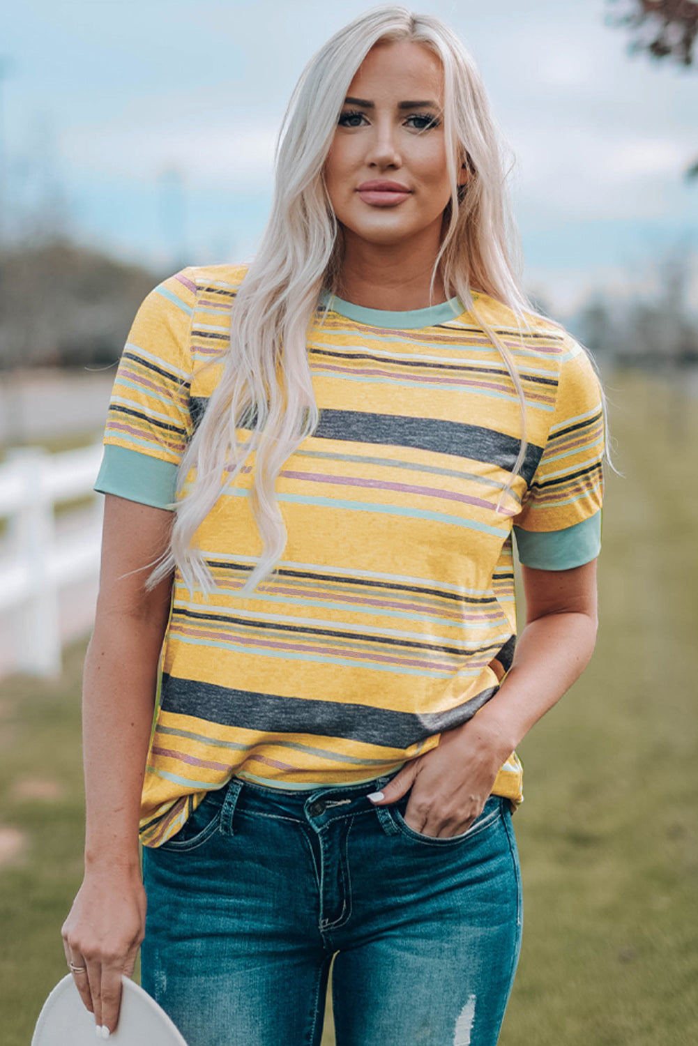 Multicolor Striped T Shirt