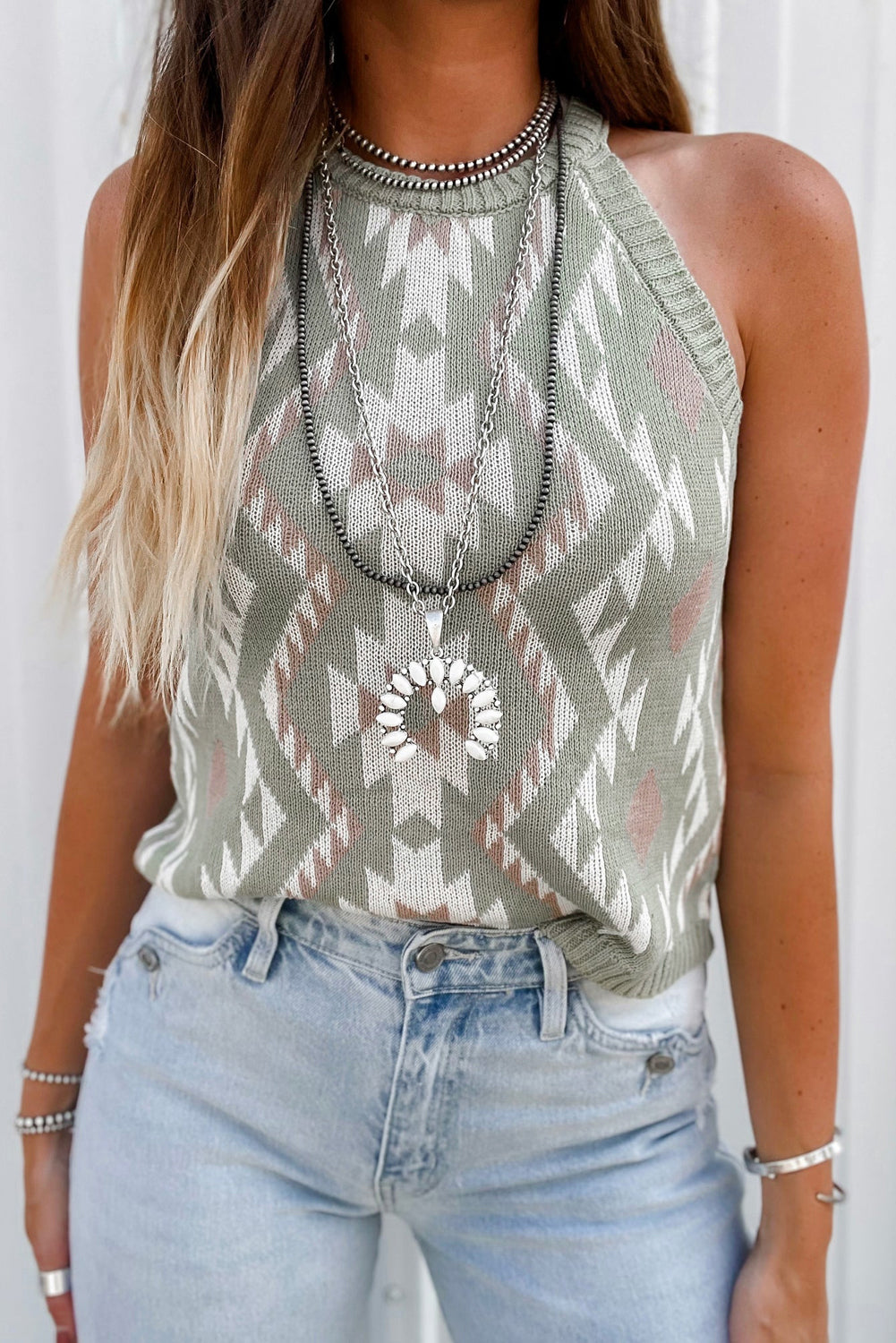 Sage Gree Aztec Tank Top