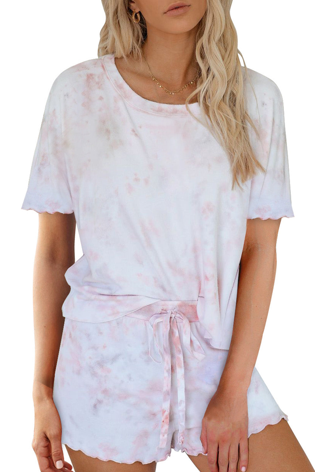 Pink Tie dye soft knit short set