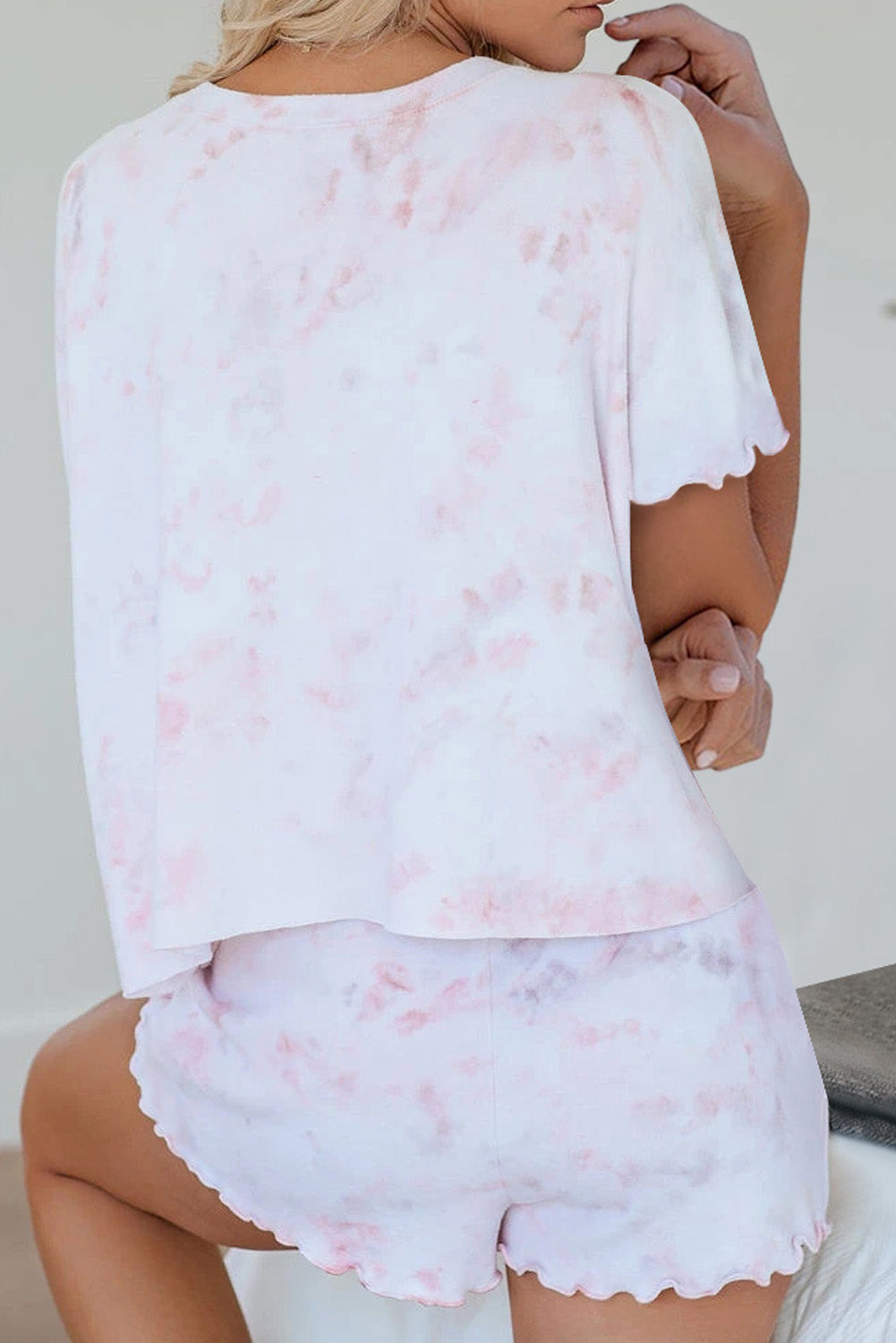 Pink Tie dye soft knit short set